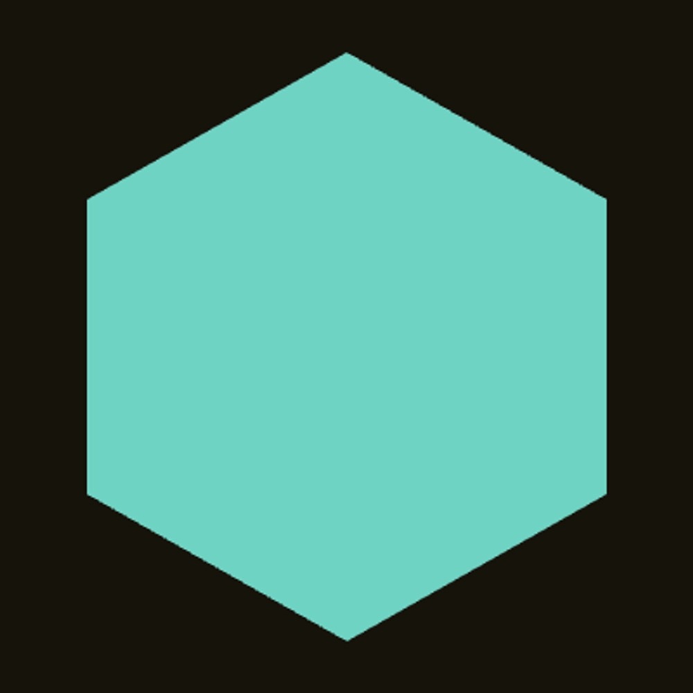 A mint-green hexagon.