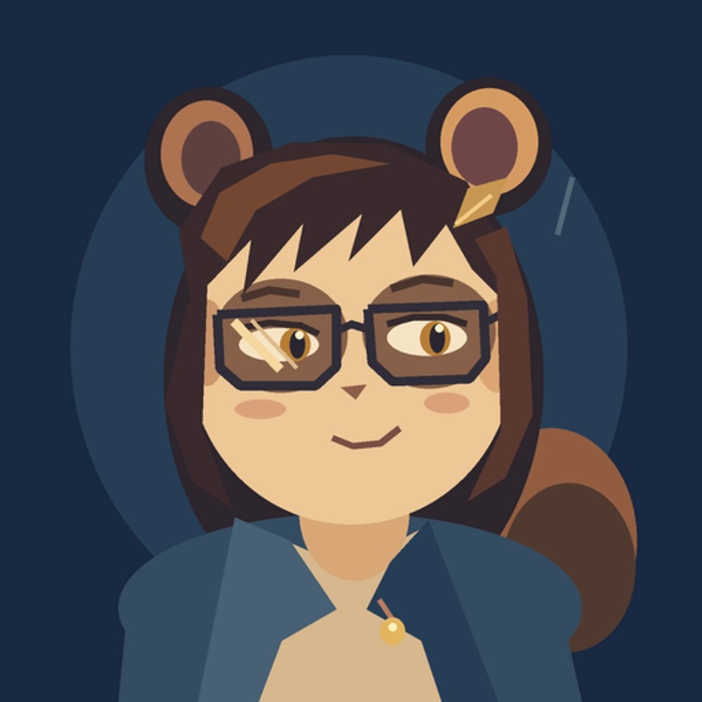 Profile picture of meitan (meitan.delve.town): A cartoon girl with glasses and tanuki ears. https://delve.town/profile/meitan.delve.town