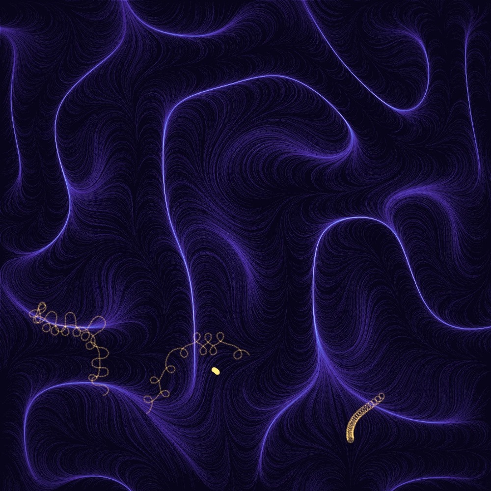Profile picture of penny (penny.hailey.at): A purple-blue flow field with gold seams. https://delve.town/profile/penny.hailey.at